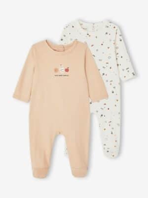 Vertbaudet 2er-Pack Baby Strampler aus Jersey Oeko-Tex cappuccino