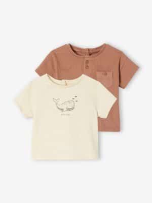 Vertbaudet 2er-Pack Baby T-Shirts mit Bio-Baumwolle mokka