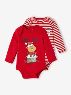 Vertbaudet 2er-Pack Baby Weihnachts-Bodys Oeko-Tex