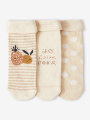 Vertbaudet 3er-Pack Baby Socken mit Ananas Oeko-Tex sandfarben