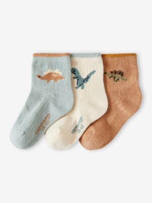 Vertbaudet 3er-Pack Jungen Baby Socken mit Dinos Oeko-Tex