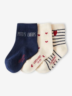 Vertbaudet 3er-Pack Mädchen Baby Socken mit Herzen Oeko-Tex