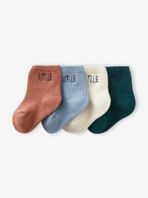 Vertbaudet 4er-Pack Baby Socken LITTLE BASIC Oeko-Tex cappuccino