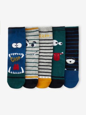 Vertbaudet 5er-Pack Jungen Socken mit Monster Oeko-Tex