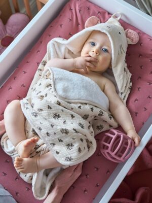 Vertbaudet Baby Kapuzenbadetuch LANDHAUS mit Geschenkverpackung