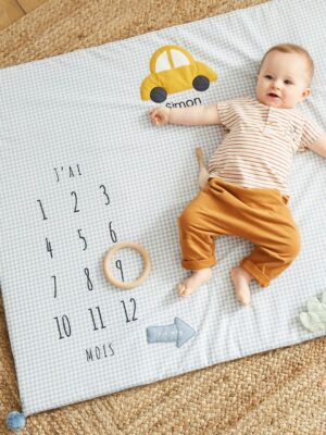 Vertbaudet Baby Meilenstein-Decke aus Musselin SIMONS AUTO