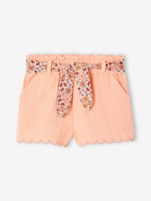 Vertbaudet Baby Musselin-Shorts mit Blumengürtel