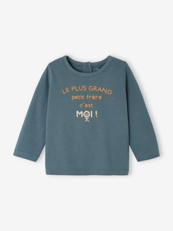 Vertbaudet Baby Shirt mit Aufschrift Oeko-Tex pfauen