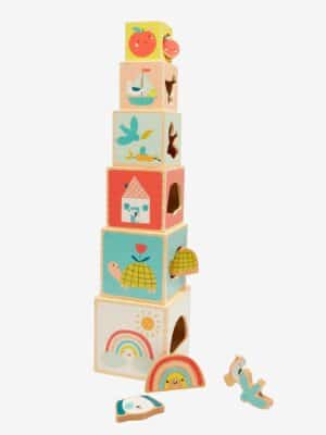 Vertbaudet Baby Stapelturm mit Steckspiel aus Holz FSC®
