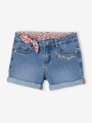 Vertbaudet Bestickte Mädchen Jeans-Shorts Oeko-Tex