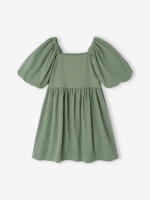Vertbaudet Festliches Mädchen Kleid mit Reliefstruktur Oeko-Tex salbei