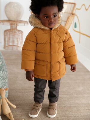Vertbaudet Jungen Baby Winterjacke mit Recycling-Polyester kurkuma