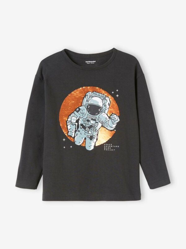 Vertbaudet Jungen Shirt mit Wendepailletten  astronaut