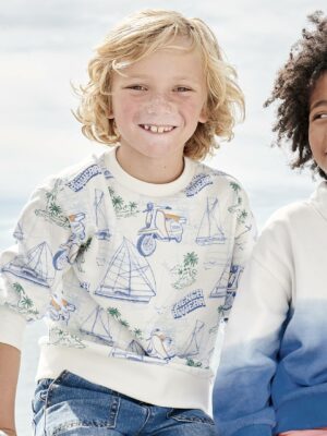Vertbaudet Jungen Sweatshirt mit Print & Recycling-Polyester