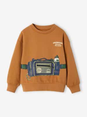 Vertbaudet Jungen Sweatshirt mit Taschen-Effekt Oeko-Tex pekannüsse