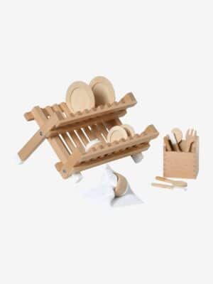 Vertbaudet Kinder Küchen-Spielset mit Abtropfgestell Holz FSC®