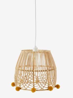 Vertbaudet Kinderzimmer Lampenschirm aus Rattan BOHO e pompons