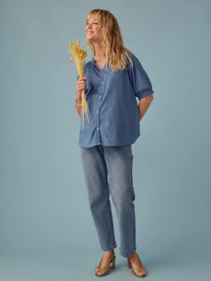 Envie De Fraise Kurzärmelige Umstandsbluse aus Light-Denim ENVIE DE FRAISE