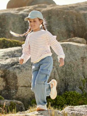 Vertbaudet Mädchen Cargo-Jeans mit Schlupfbund Oeko-Tex