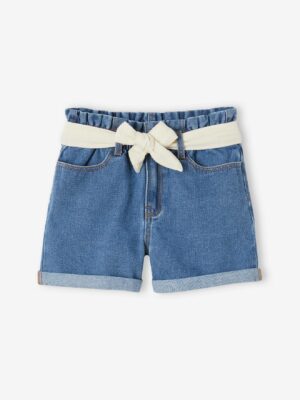 Vertbaudet Mädchen Jeansshorts mit Paperbag-Bund