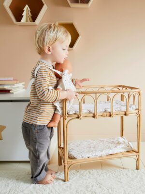 Vertbaudet Puppen Wickeltisch aus Rattan MINI BOHO