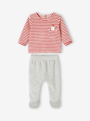 Vertbaudet Weihnachtlicher Baby Samt-Schlafanzug Oeko-Tex